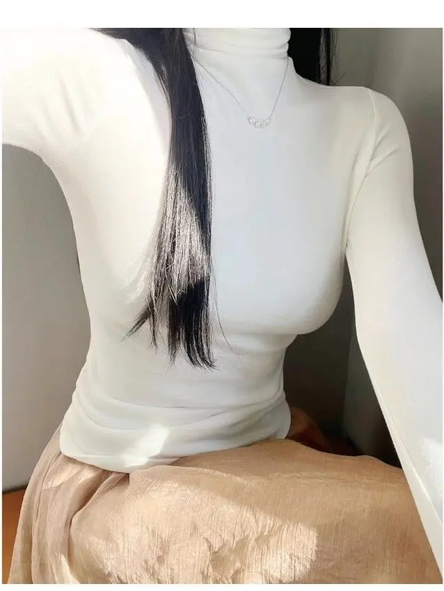 Autumn and winter pure desire style pile high collar German velvet bottoming shirt - Image 5