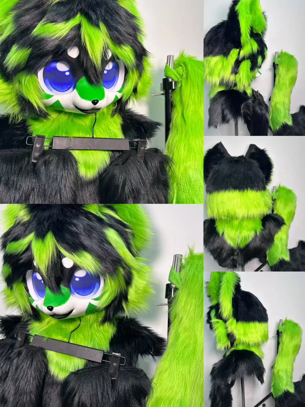 Black Green Puppy Kemono Head Fursuit (Gift Handpaws+Tail) - Image 3