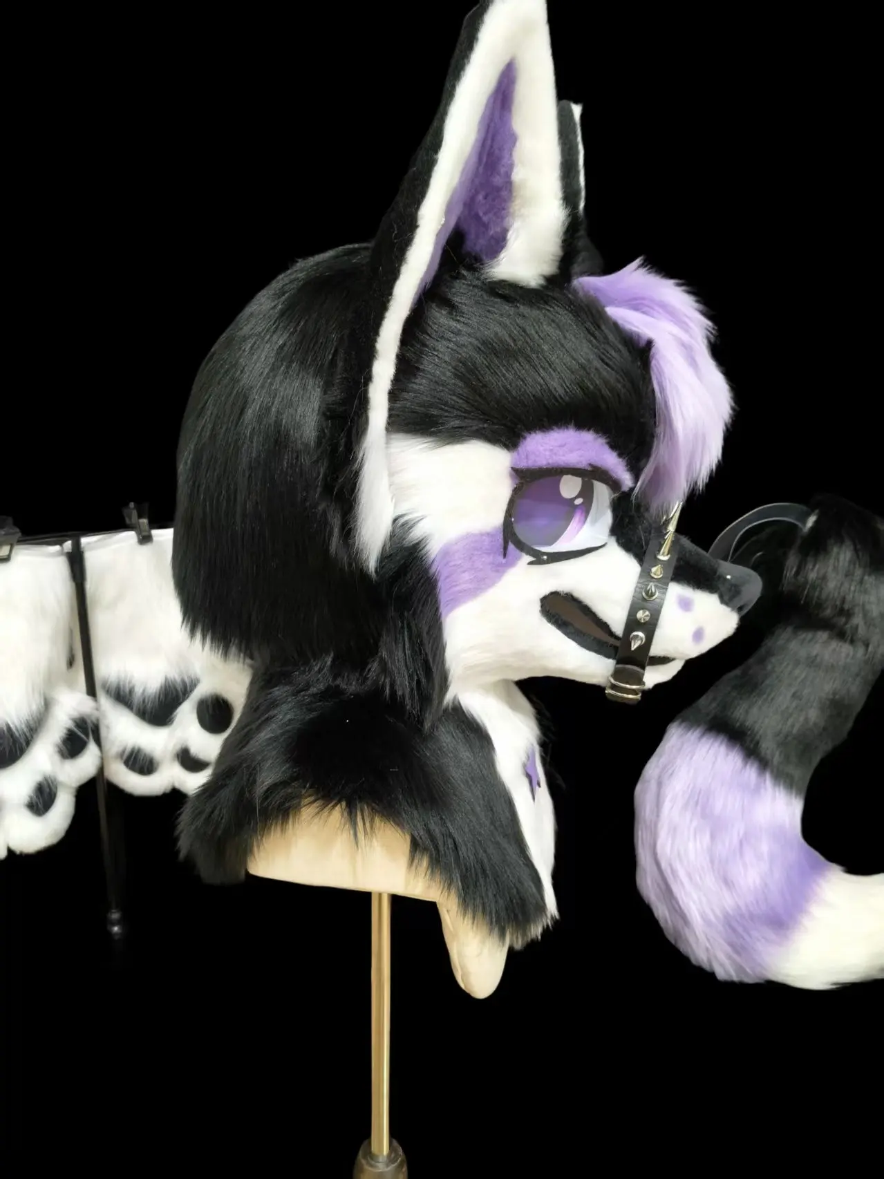Black Purple Wolf Kemono Head Fursuit (Gift Handpaws+Tail) - Image 3