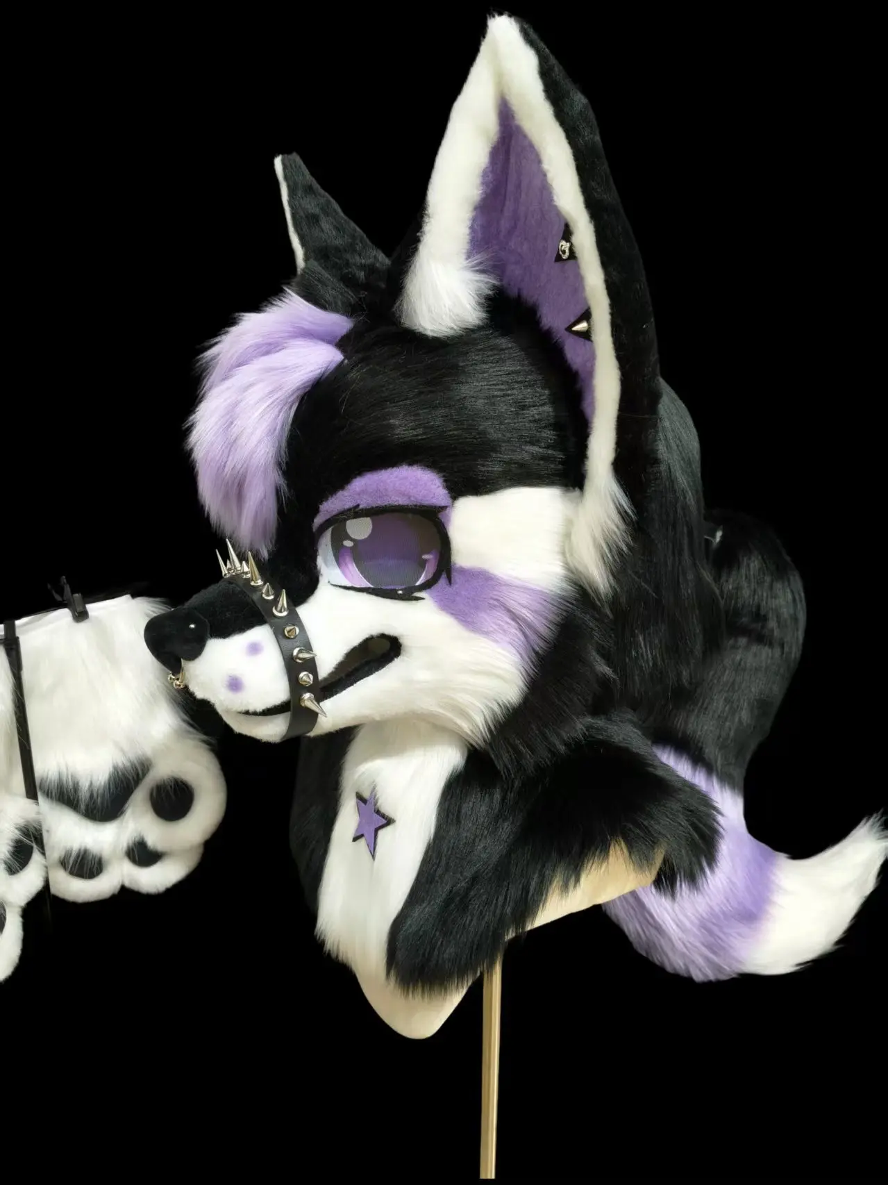 Black Purple Wolf Kemono Head Fursuit (Gift Handpaws+Tail) - Image 4