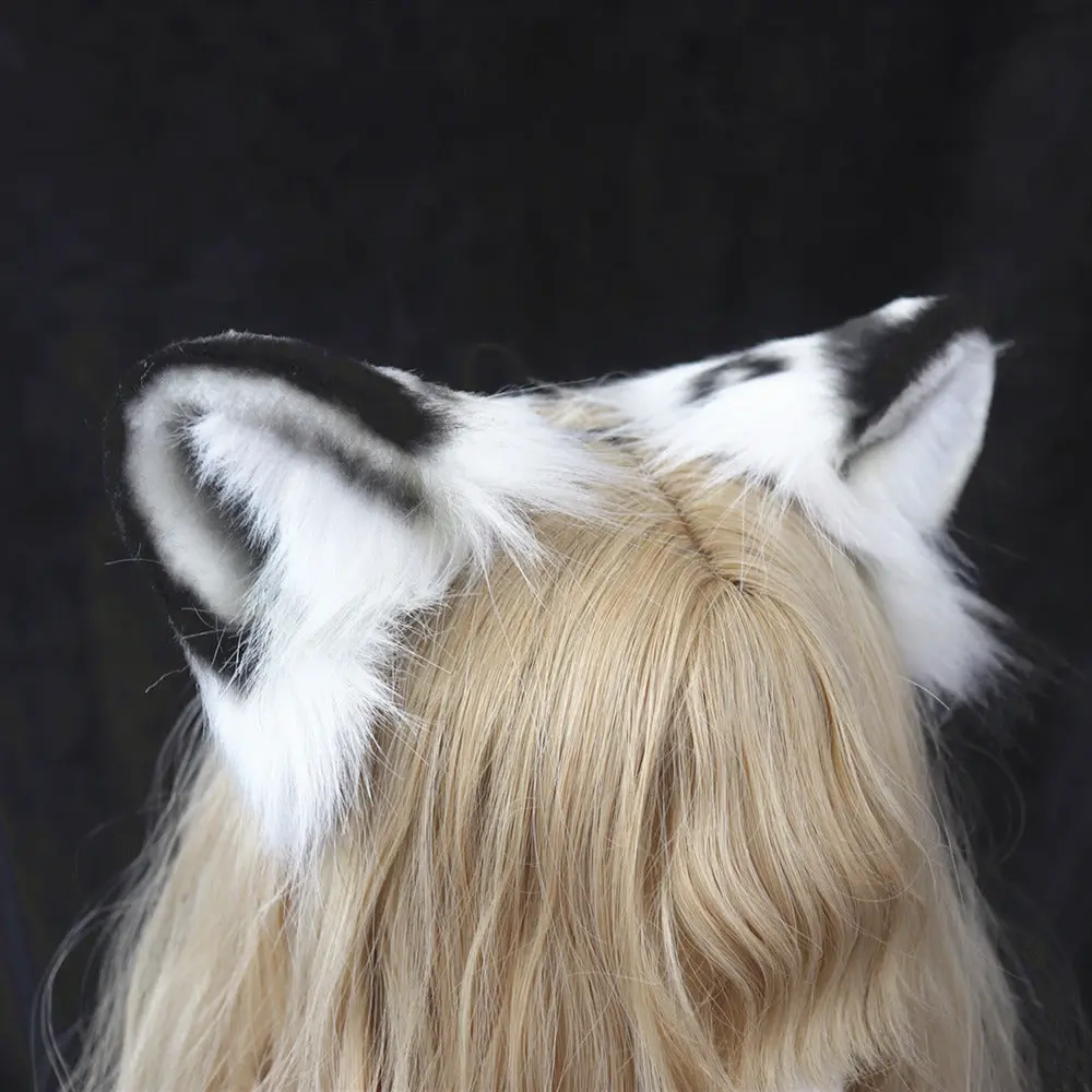 Handmade animal ear simulation original snow leopard ear and tail set - Image 3