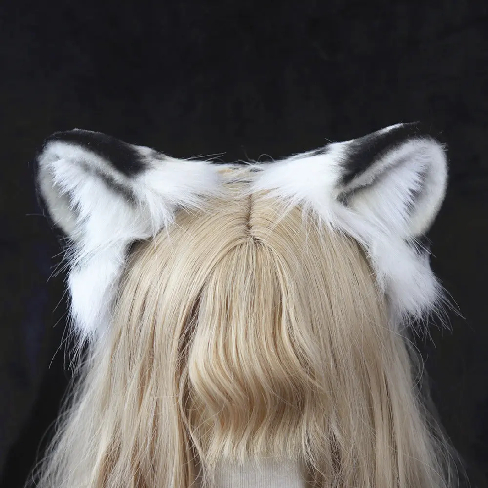 Handmade animal ear simulation original snow leopard ear and tail set - Image 5