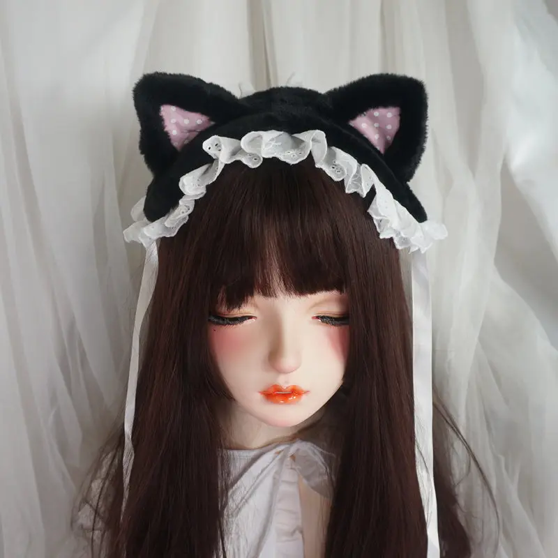 Handmade cute plush cat ears hair accessories, sweet Japanese style - Image 4