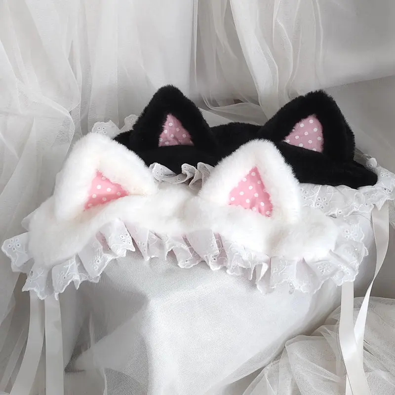 Handmade cute plush cat ears hair accessories, sweet Japanese style - Image 5