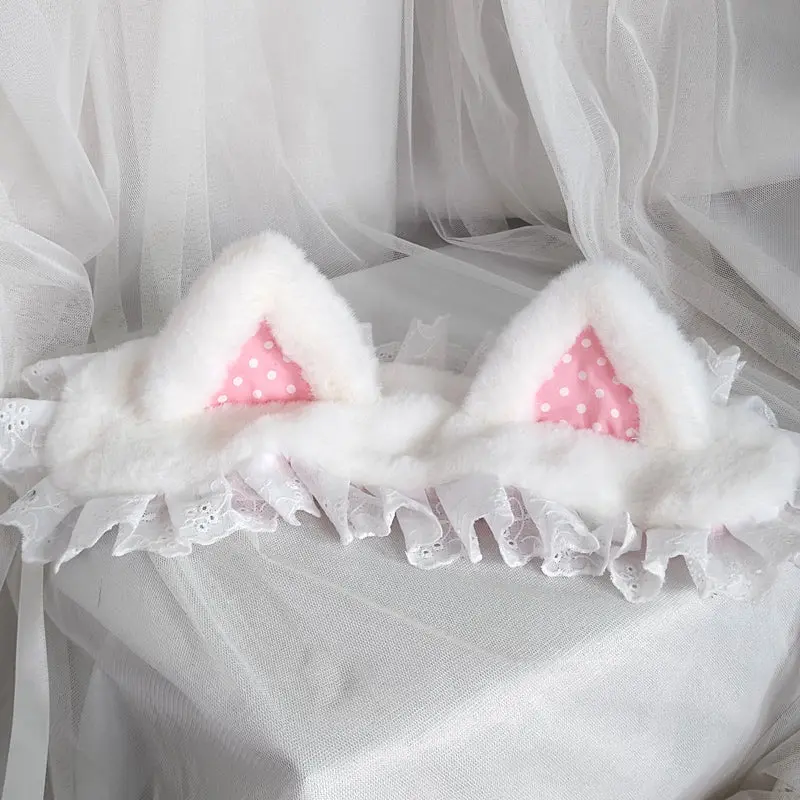 Handmade cute plush cat ears hair accessories, sweet Japanese style - Image 7