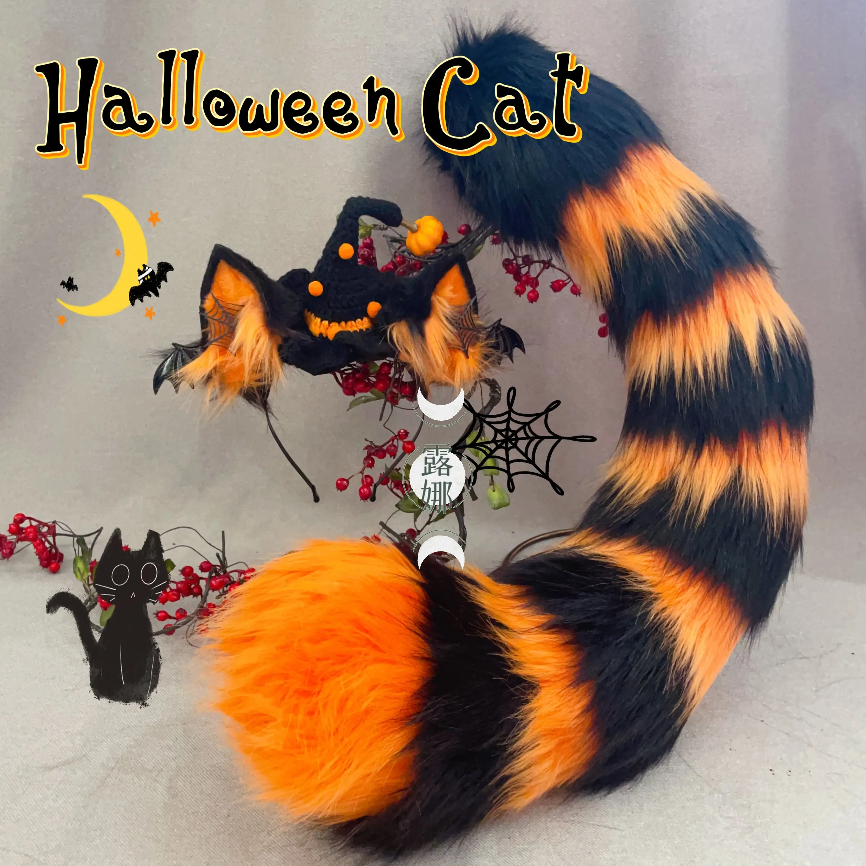 Handmade ears and tail beast claws cosplay pumpkin devil Halloween - Image 5