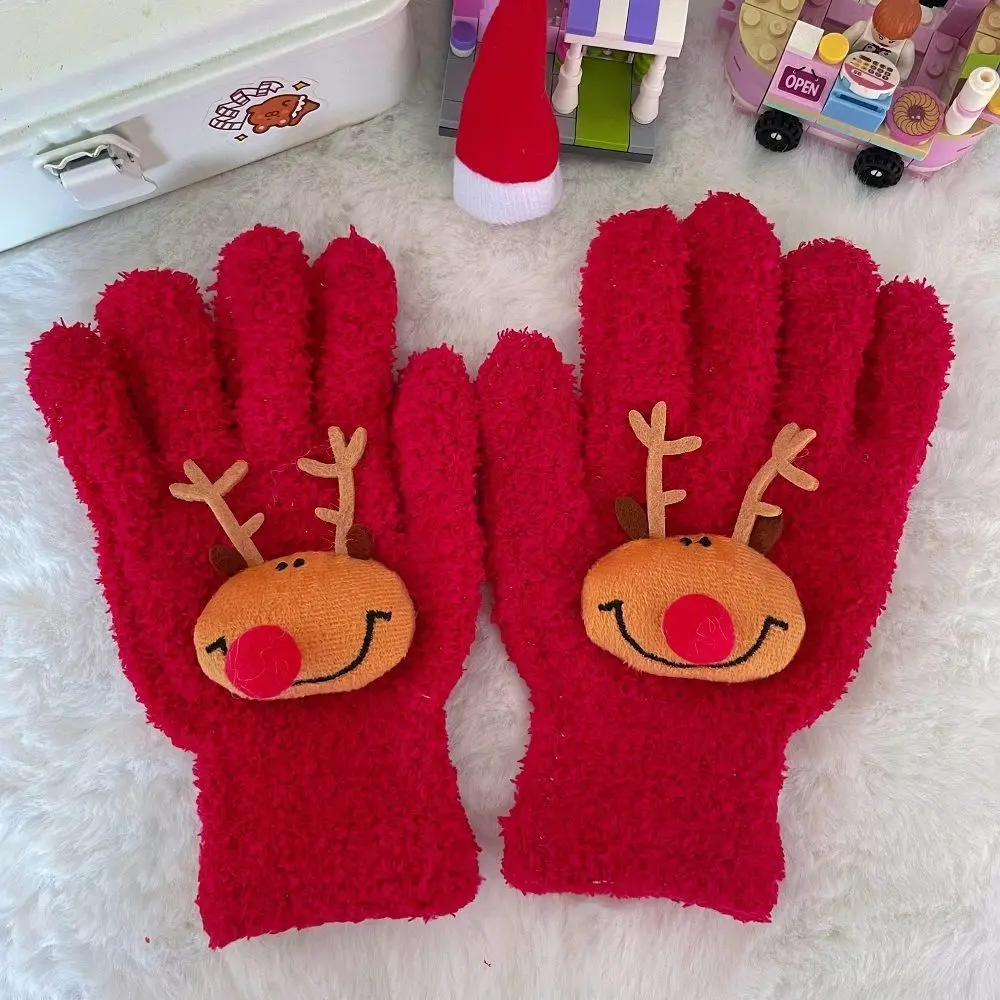 ins style Christmas atmosphere coral fleece gloves - Image 5