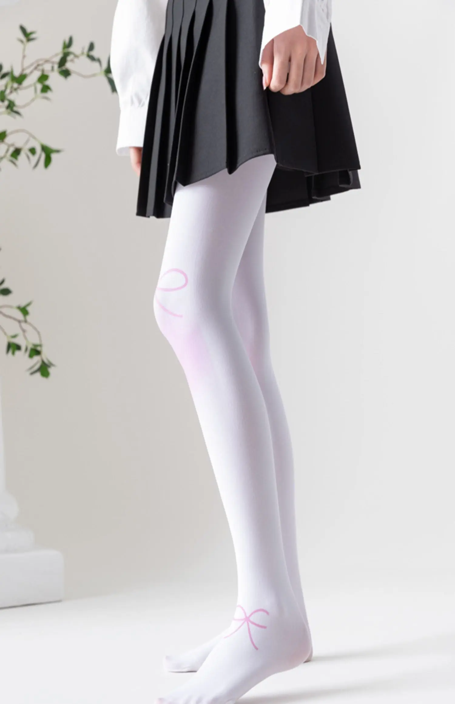 Japanese Lolita knee joint blush velvet white silk pantyhose - Image 6