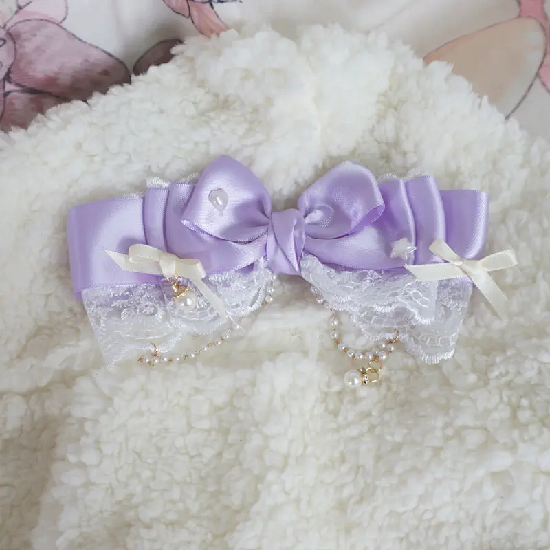 Large Lace Bow Pearl Lolita KC Hairpin - Image 3