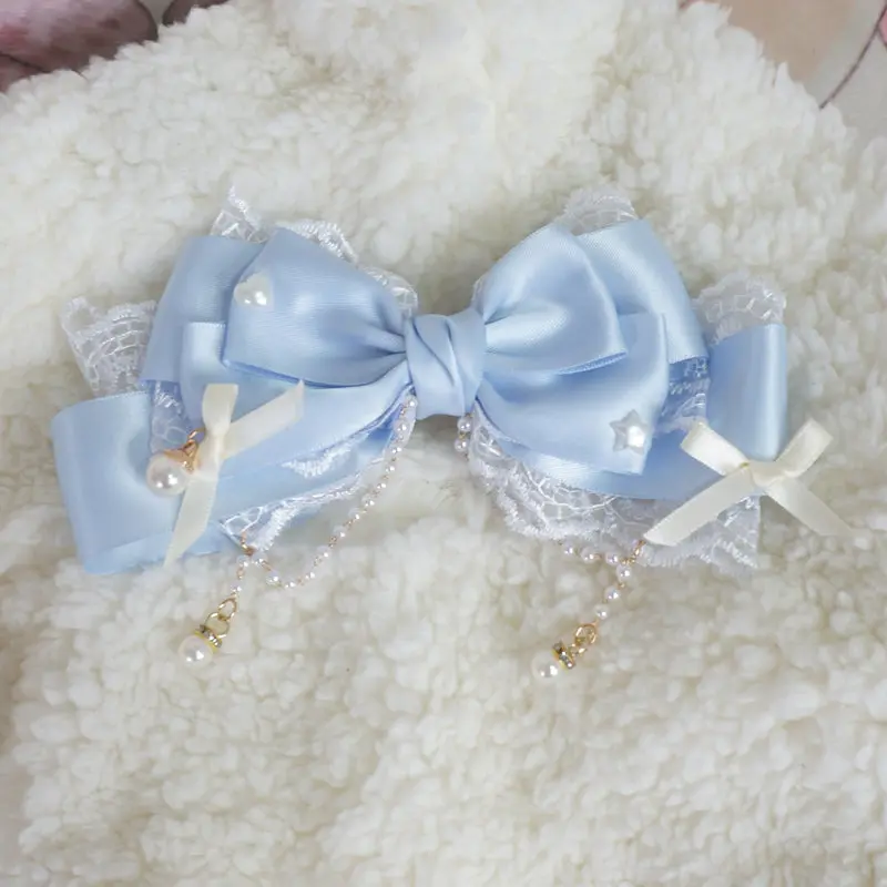 Large Lace Bow Pearl Lolita KC Hairpin - Image 4