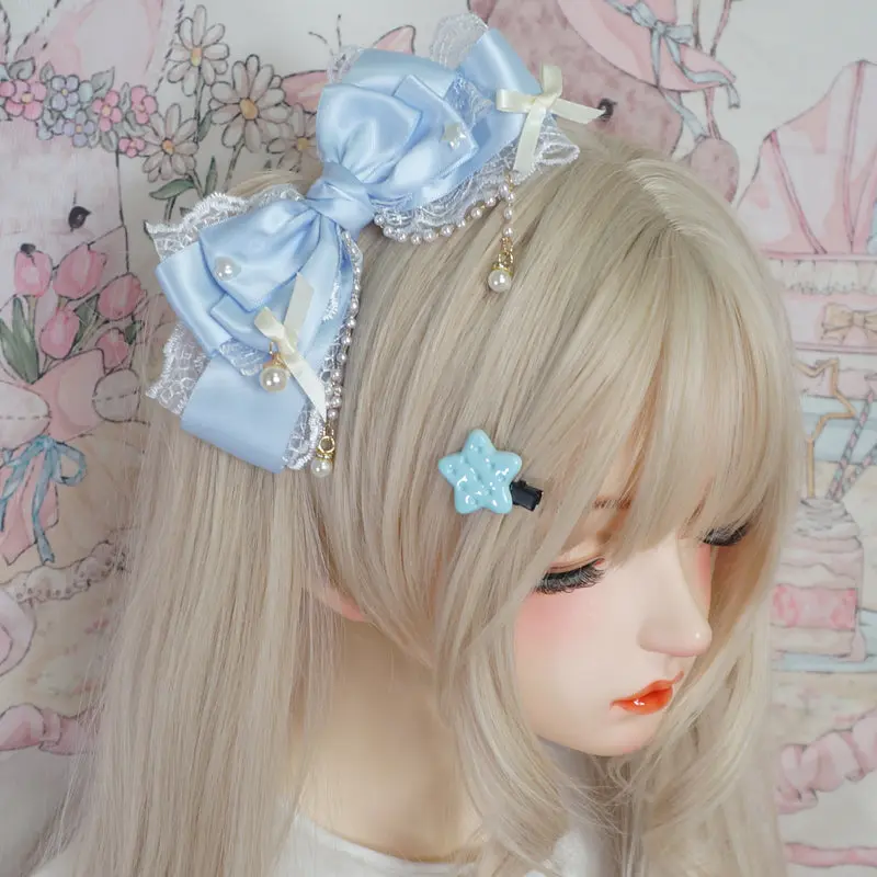 Large Lace Bow Pearl Lolita KC Hairpin - Image 7