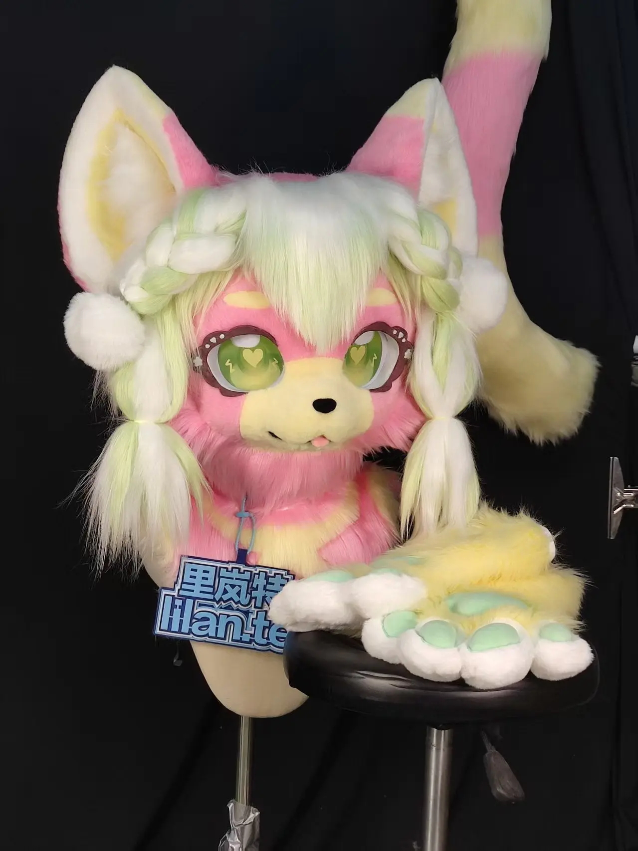 Mint Peach Kitten Kemono Head Fursuit (Gift Handpaws+Tail) - Image 3