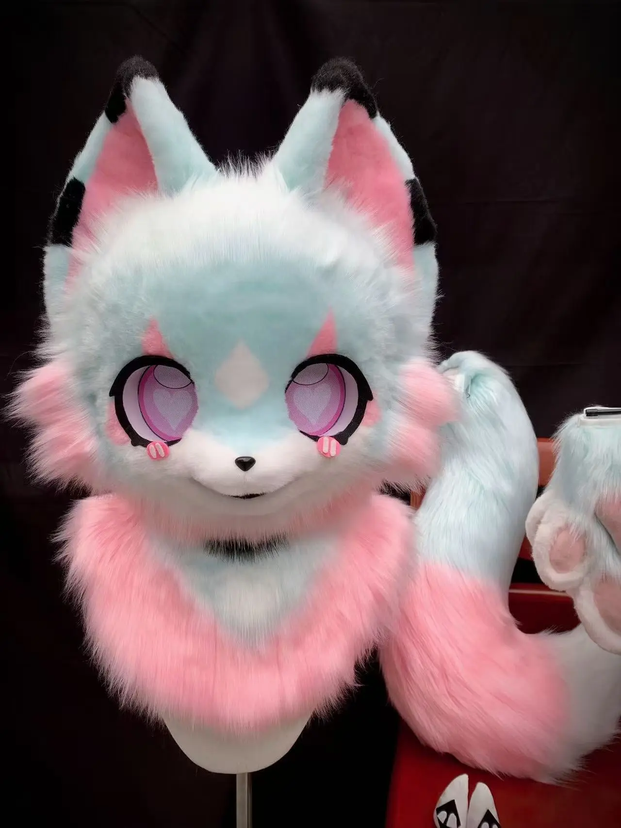 Pink Sky Dragon Kemono Head Fursuit - Image 3
