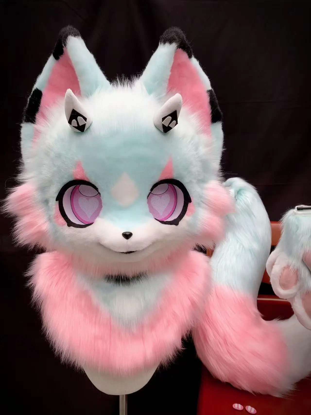 Pink Sky Dragon Kemono Head Fursuit - Image 4