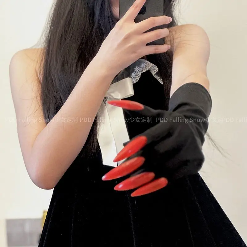Punk Gothic Dark Halloween Nail Gloves - Image 4