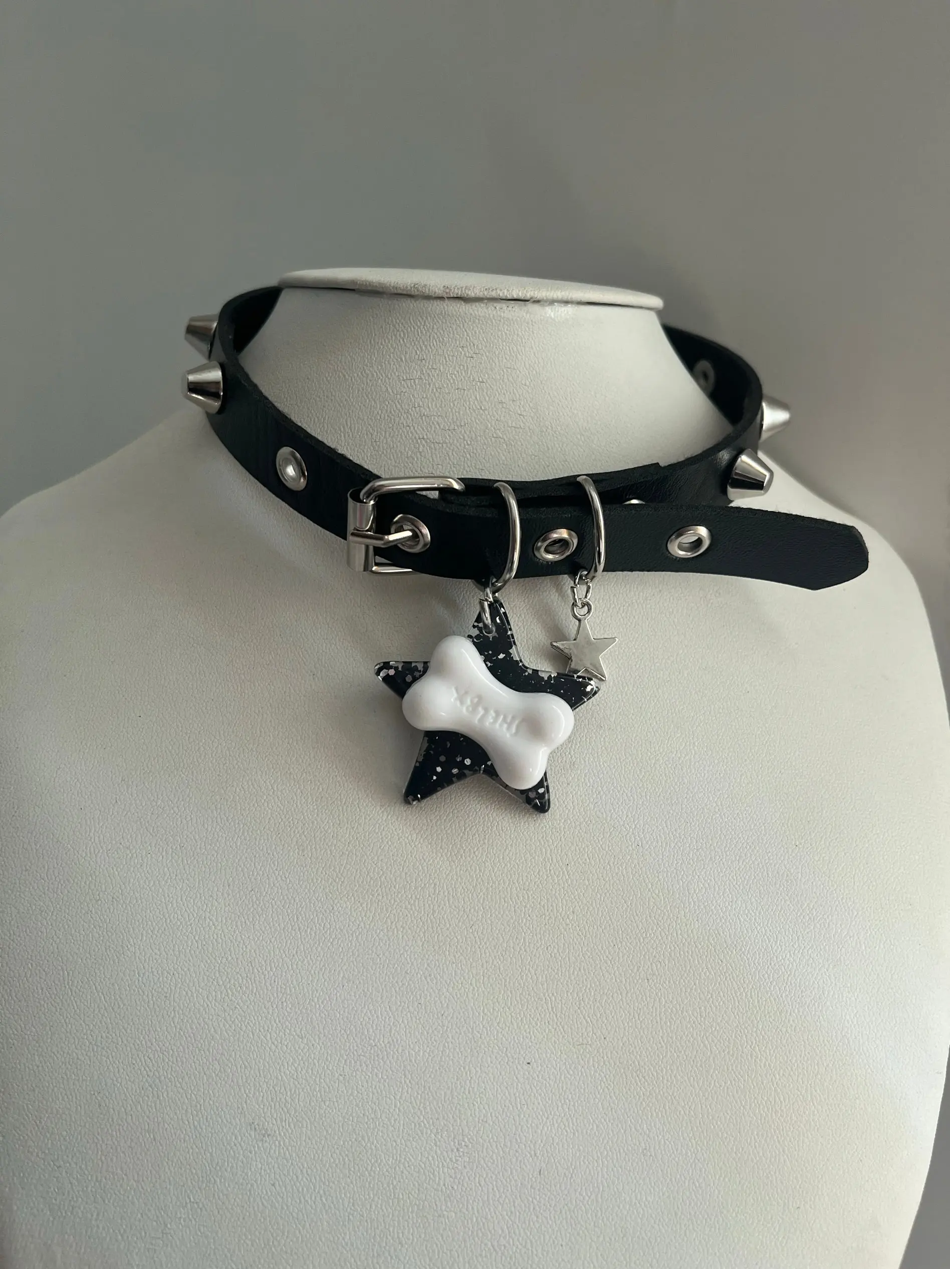 Punk Gothic Dark Star Bone Pendant Necklace - Image 3