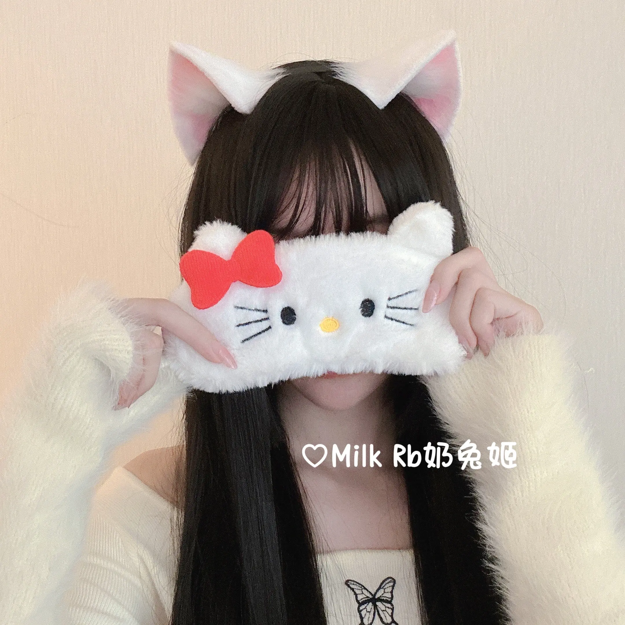 Soft girl pink and white cat ears cos - Image 4