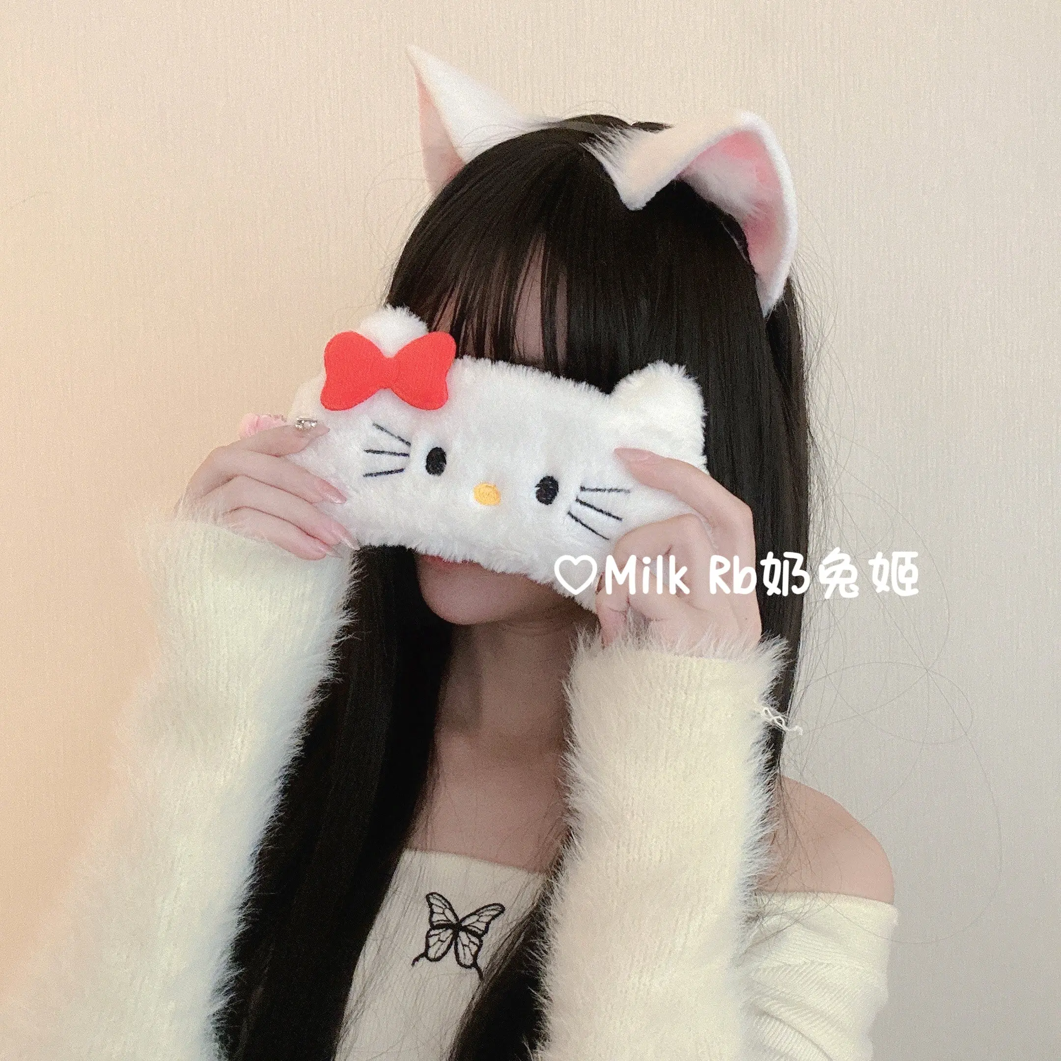 Soft girl pink and white cat ears cos - Image 6