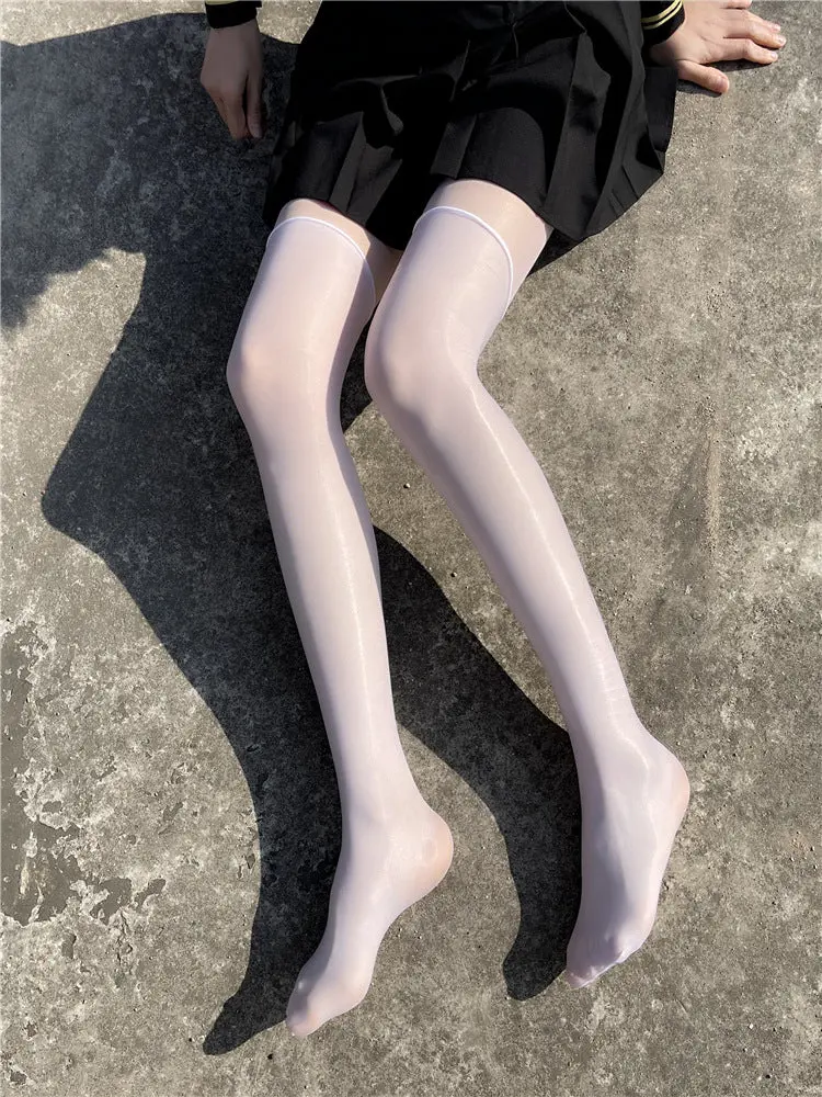 White borderless shiny stockings sexy - Image 4