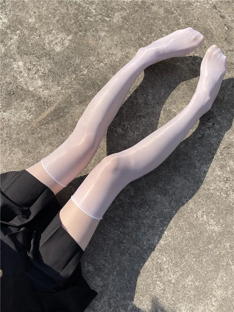 White borderless shiny stockings sexy - Image 5